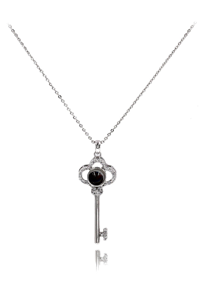 Fashion crystal key pendant necklace ring set