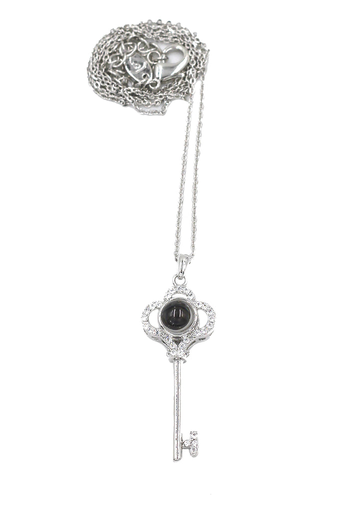 Fashion crystal key pendant necklace ring set