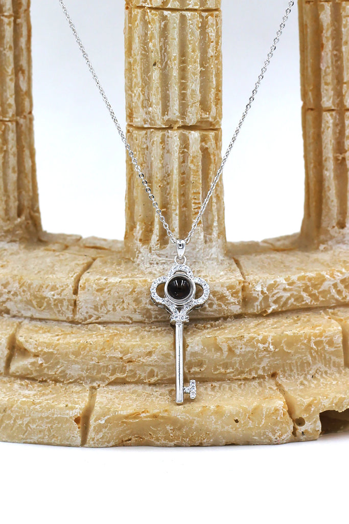 Fashion crystal key pendant necklace ring set