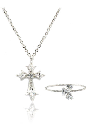elegant crystal swan bracelet earrings set