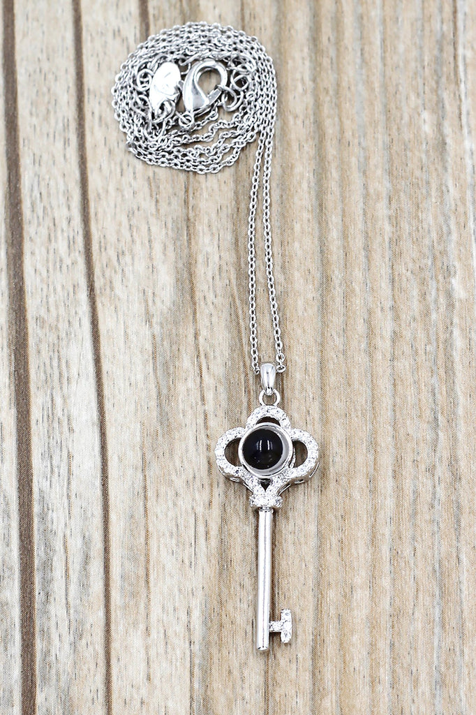 Fashion crystal key pendant necklace ring set
