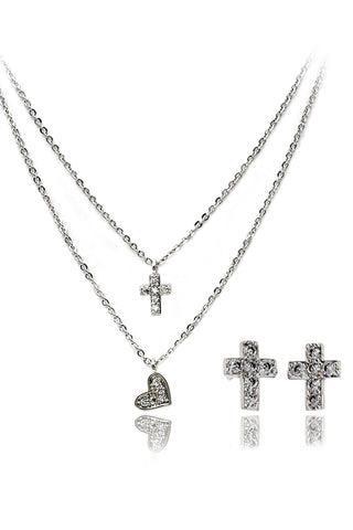 best selling crystal swan necklace earrings set