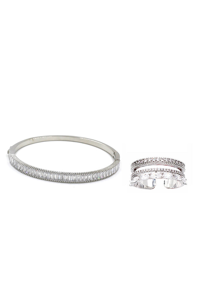 Fashion golden shiny crystal bracelet ring set