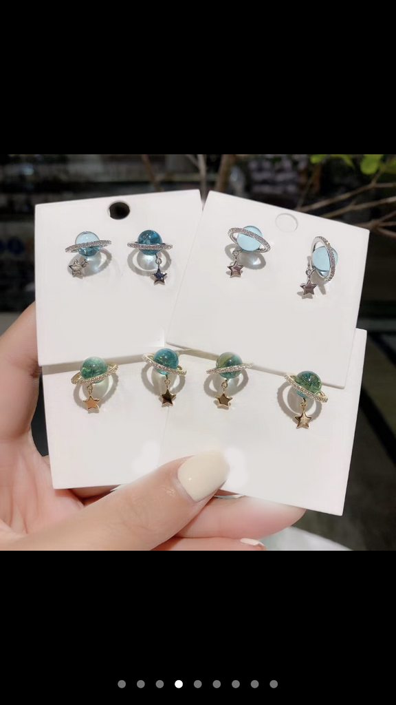 Fashion Dream Planet Necklace Earrings Set