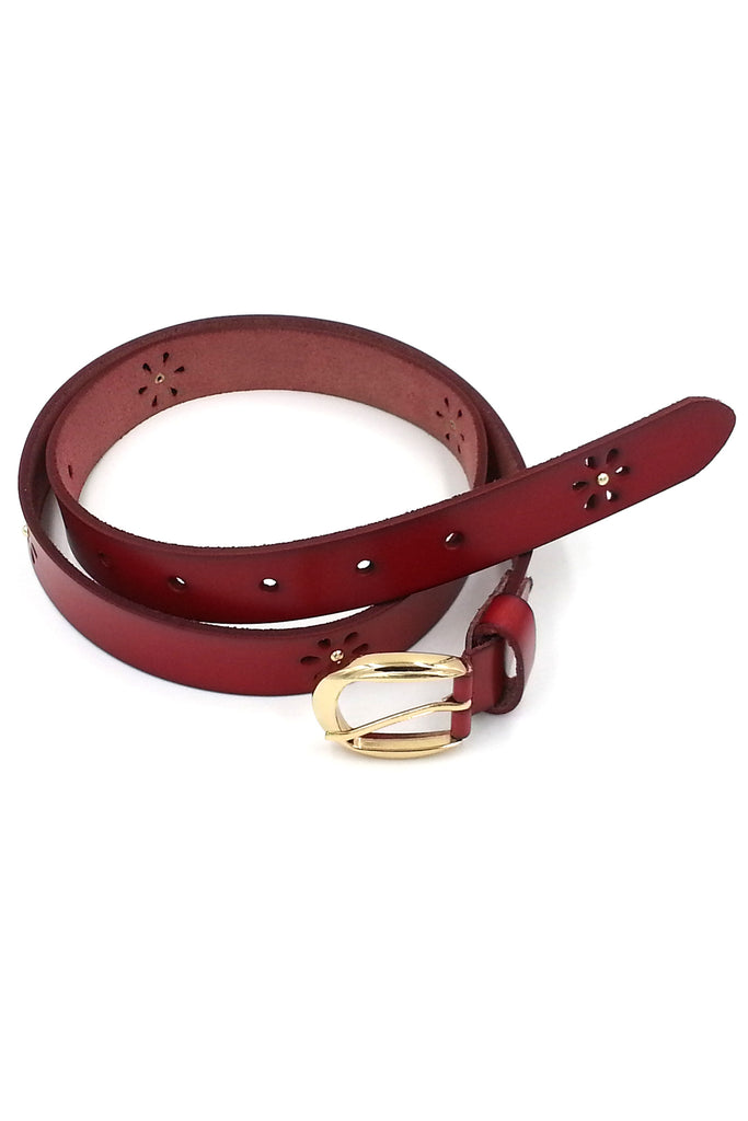 Brown Flower Leather Belt