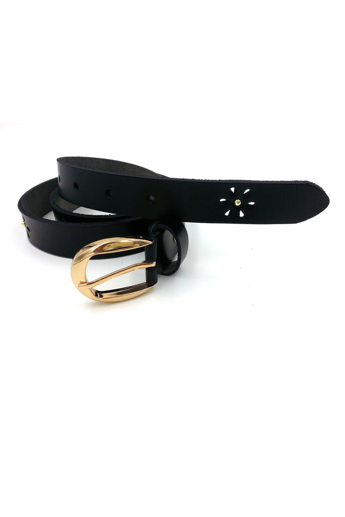 Brown Flower Leather Belt