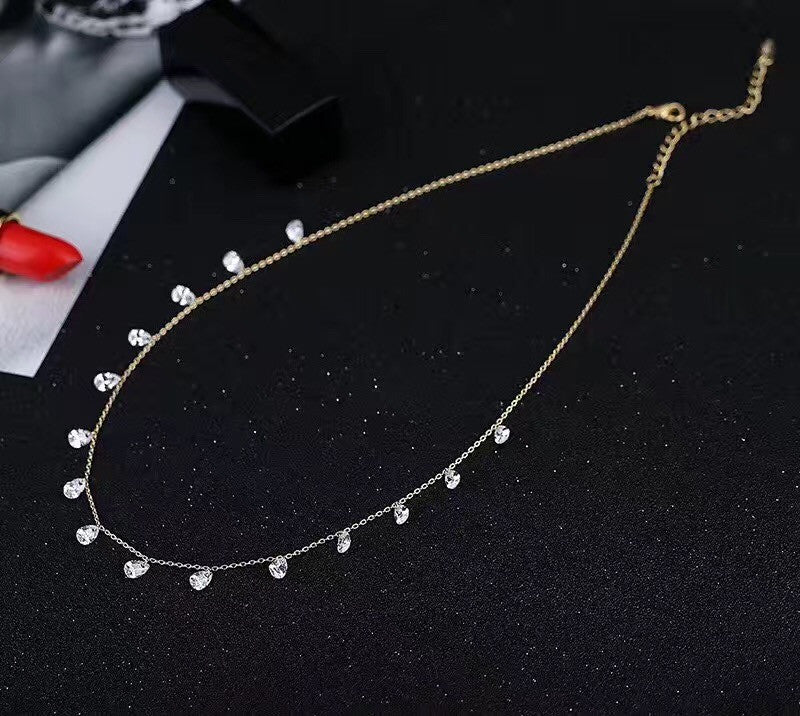 small crystal fine chain necklace