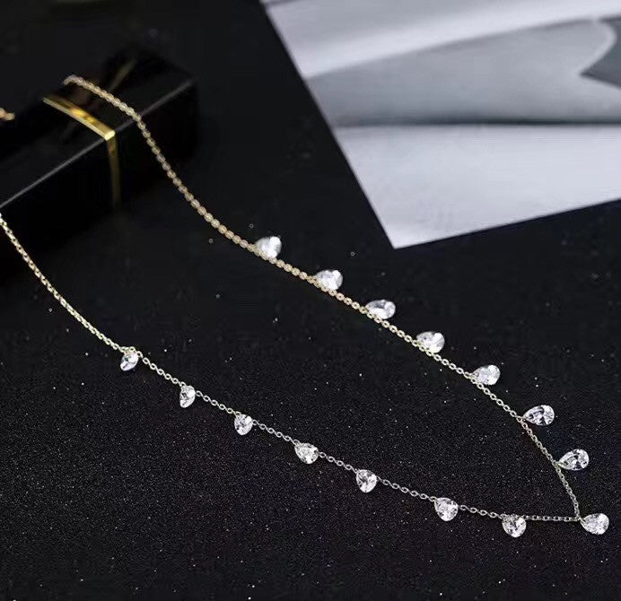 small crystal fine chain necklace