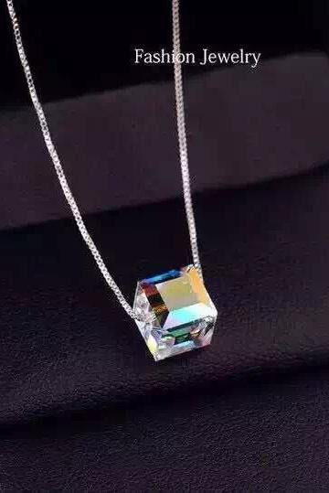 square Swarovski necklace earrings set
