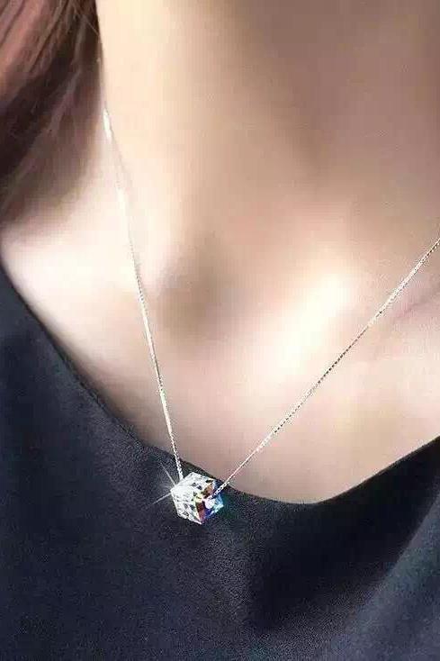 square Swarovski necklace earrings set