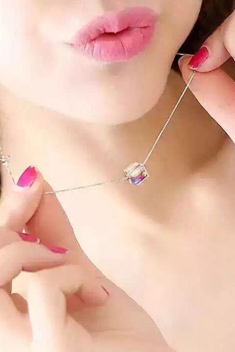 square Swarovski necklace earrings set
