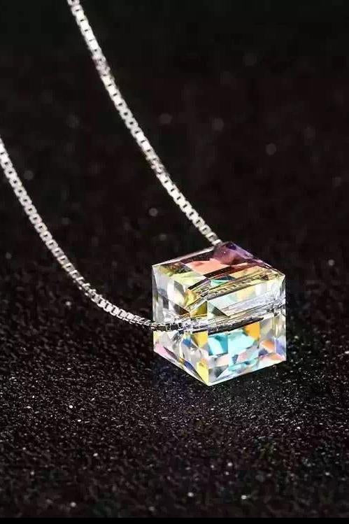 square Swarovski necklace earrings set