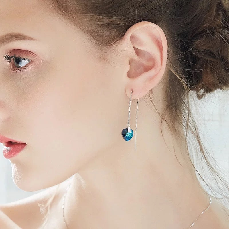 swarovski crystal pendant ocean heart earrings