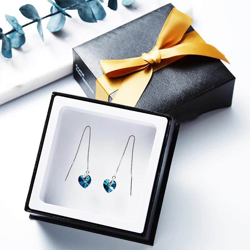 swarovski crystal pendant ocean heart earrings