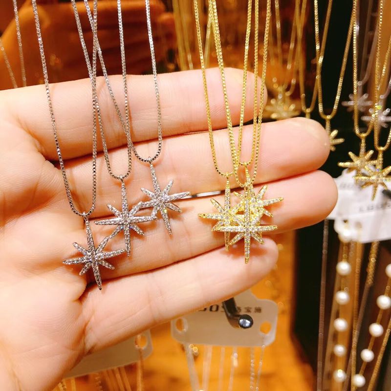 fashion polaris small crystal necklace earrings set