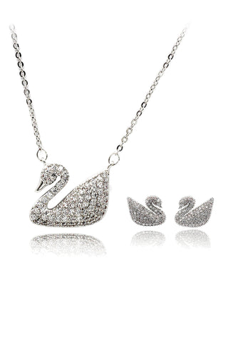 cute bow crystal ring necklace set