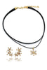 fashion double chain flower necklace earrings set