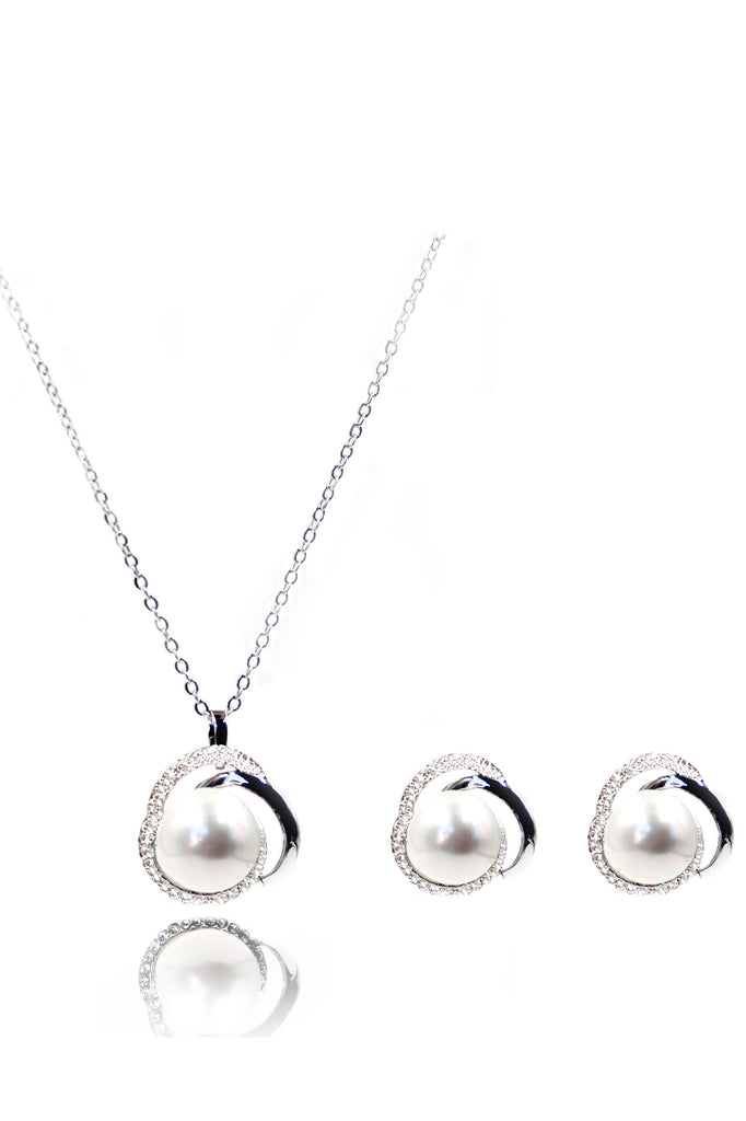 Noble Round pearl Earrings necklace set