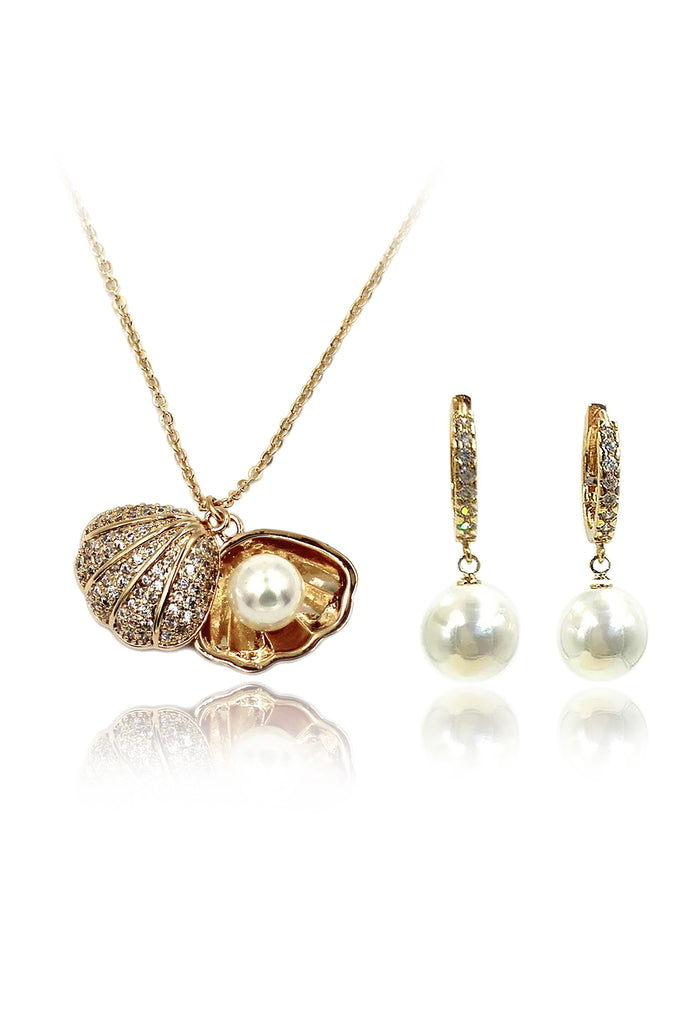 fashion pearl necklace earrings set