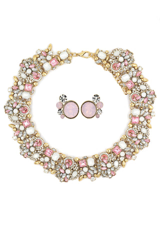 big sun flower crystal earrings necklace  set