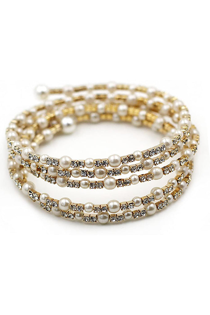 fashion crystal pearl bracelet earrings set