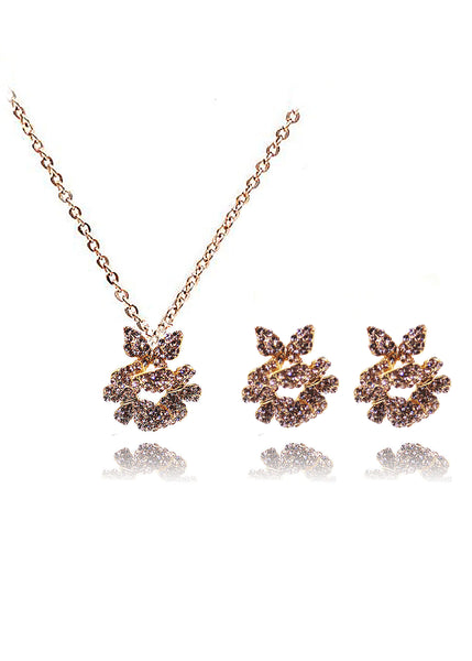 Fashion Butterfly Crystal Earrings Necklace Set