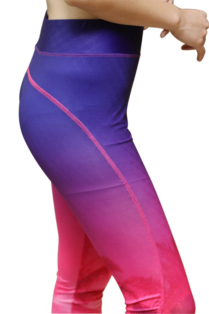 blue gradient pink white pattern leggings