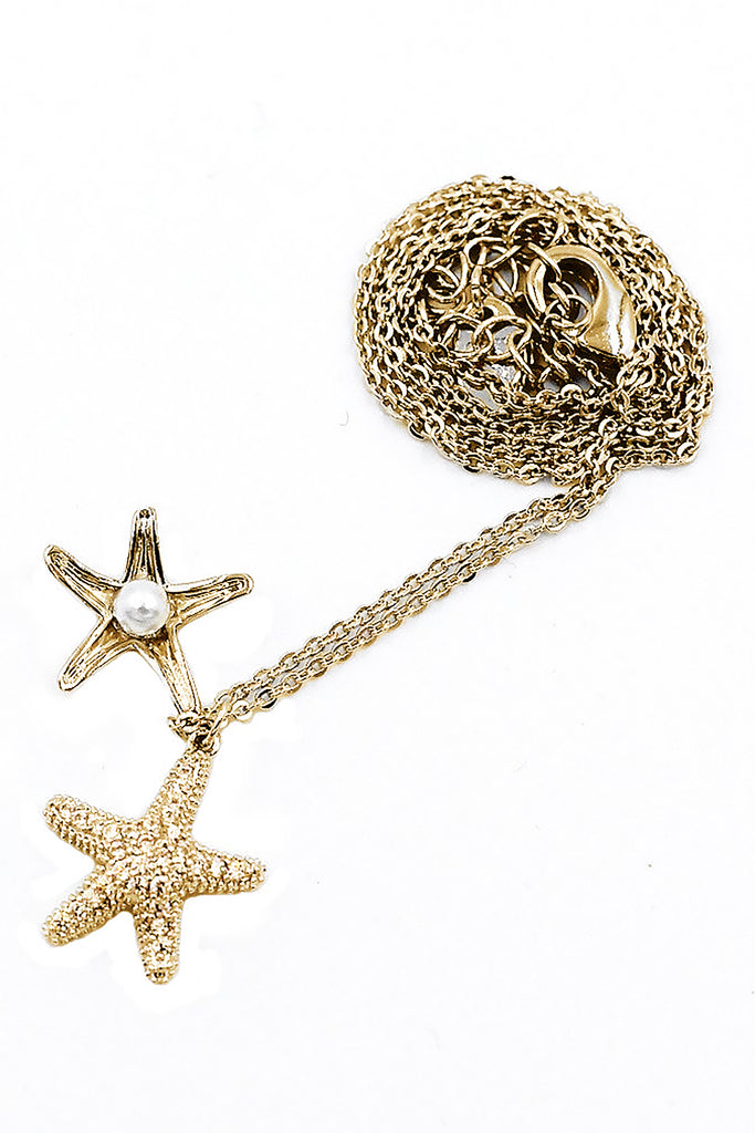 fashion starfish pearl necklace earrings set