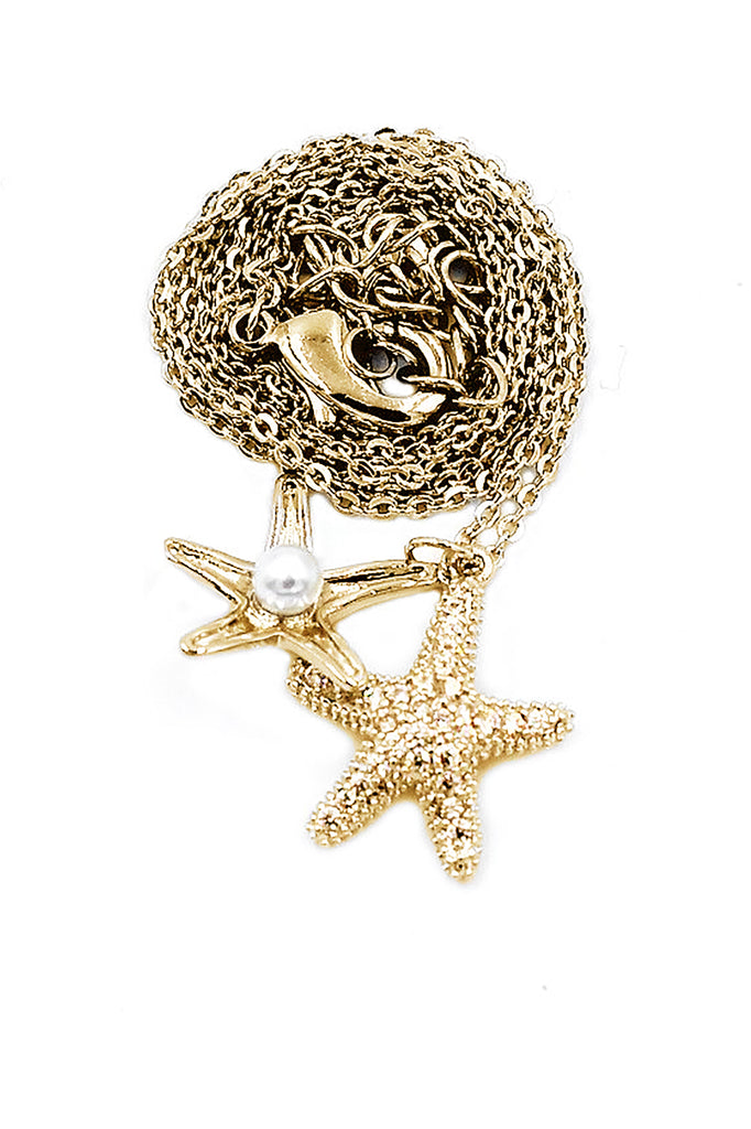 fashion starfish pearl necklace earrings set