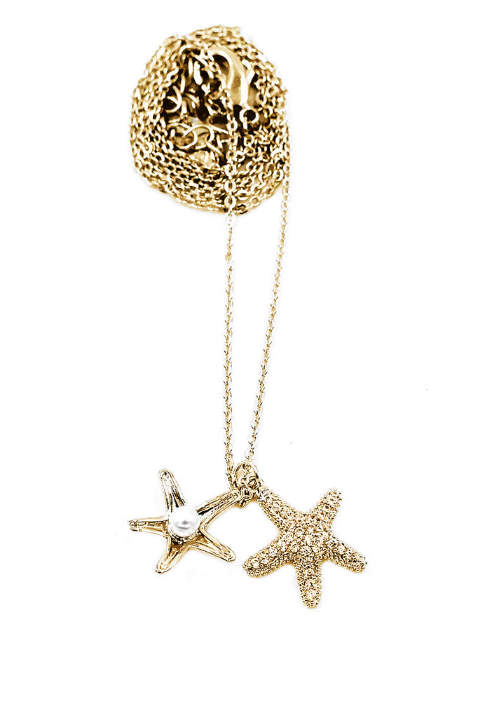 fashion starfish pearl necklace earrings set