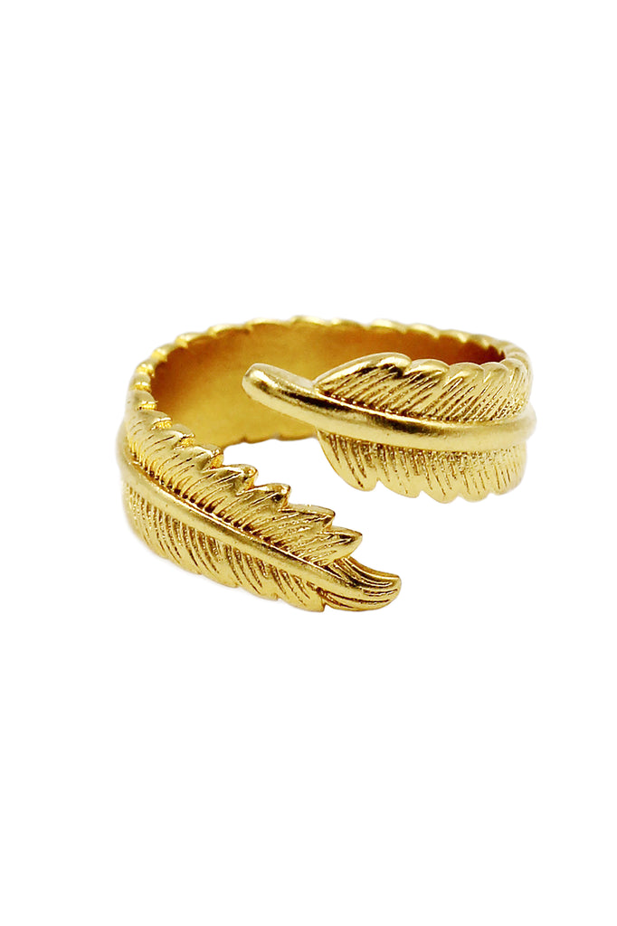 fashion feather pattern bracelet ring set