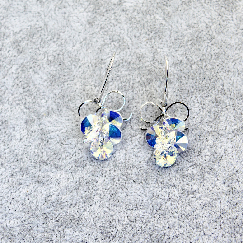 silver swarovski crystal earrings