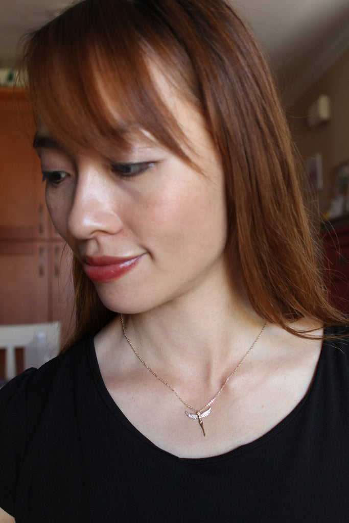 rose gold angel crystal necklace