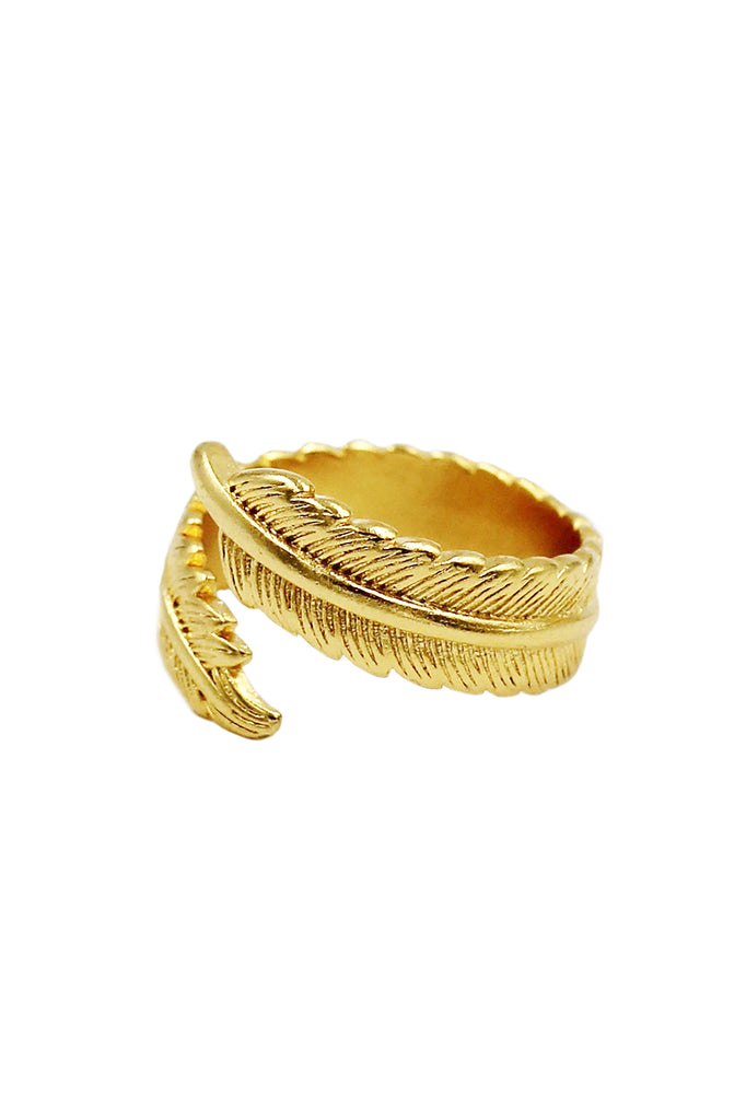 Fashion feather gold ring