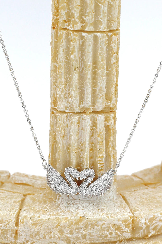 simple crystal swan earrings necklace set