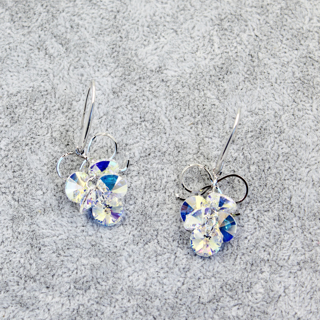 silver swarovski crystal earrings