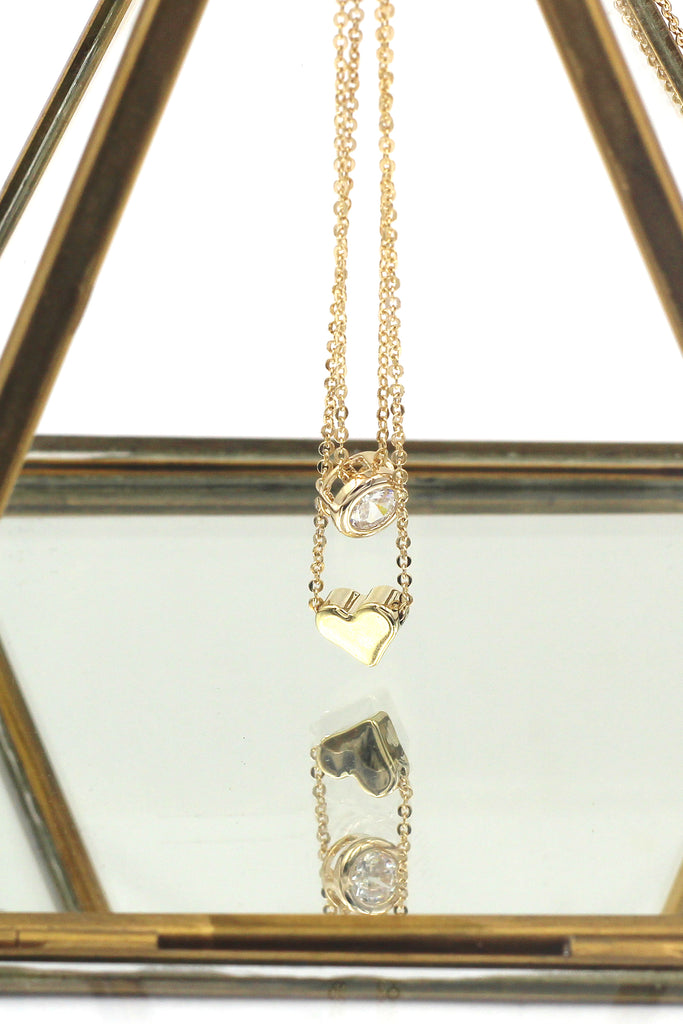 small love circle crystal necklace