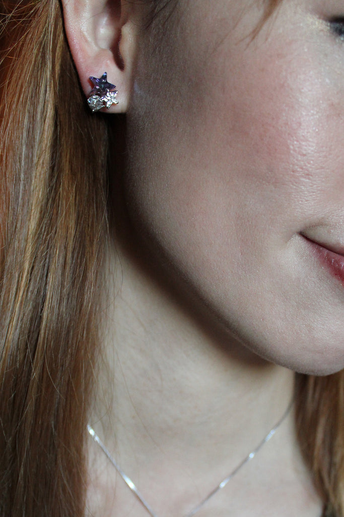 lovely cute star crystal earrings