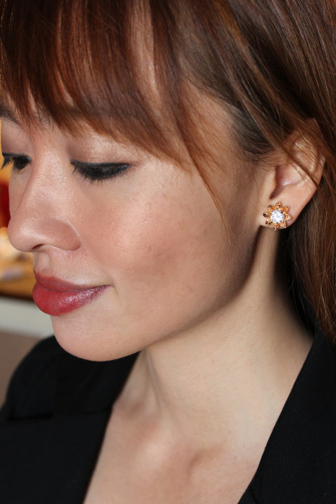elegant sunflower crystal earrings necklace set
