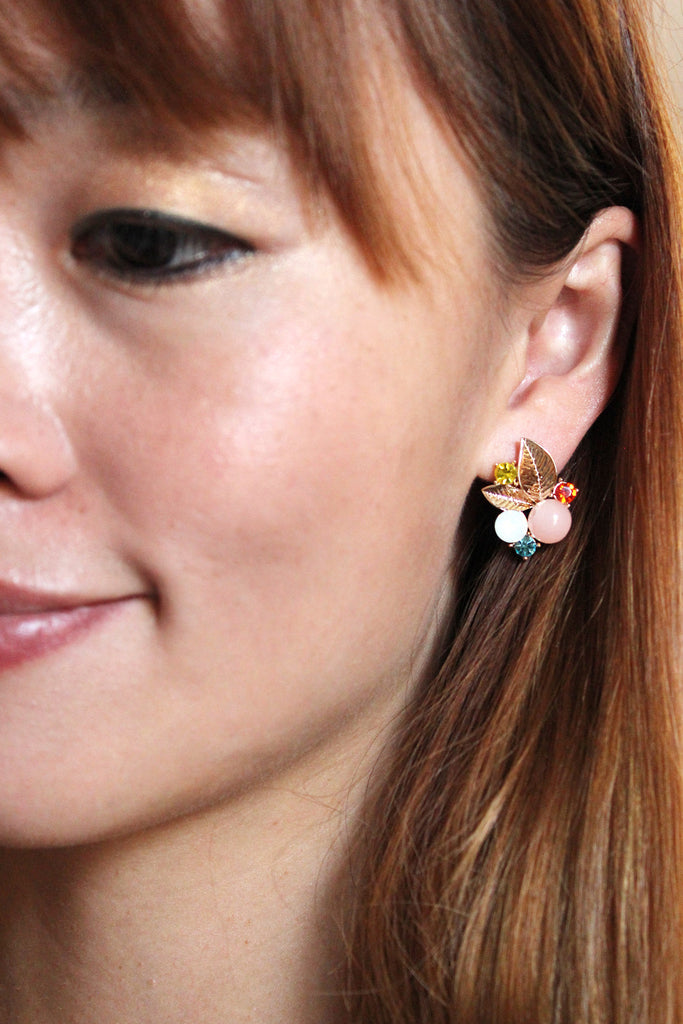 Lovely golden leaves Crystal Earrings