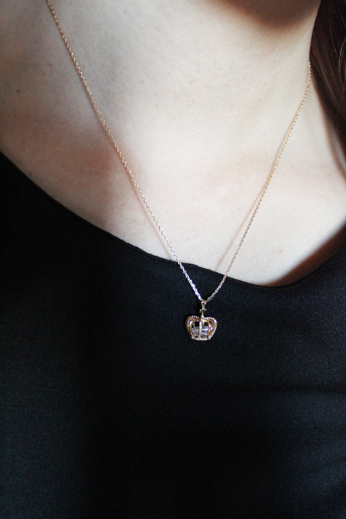 fashion crown crystal earrings necklace set