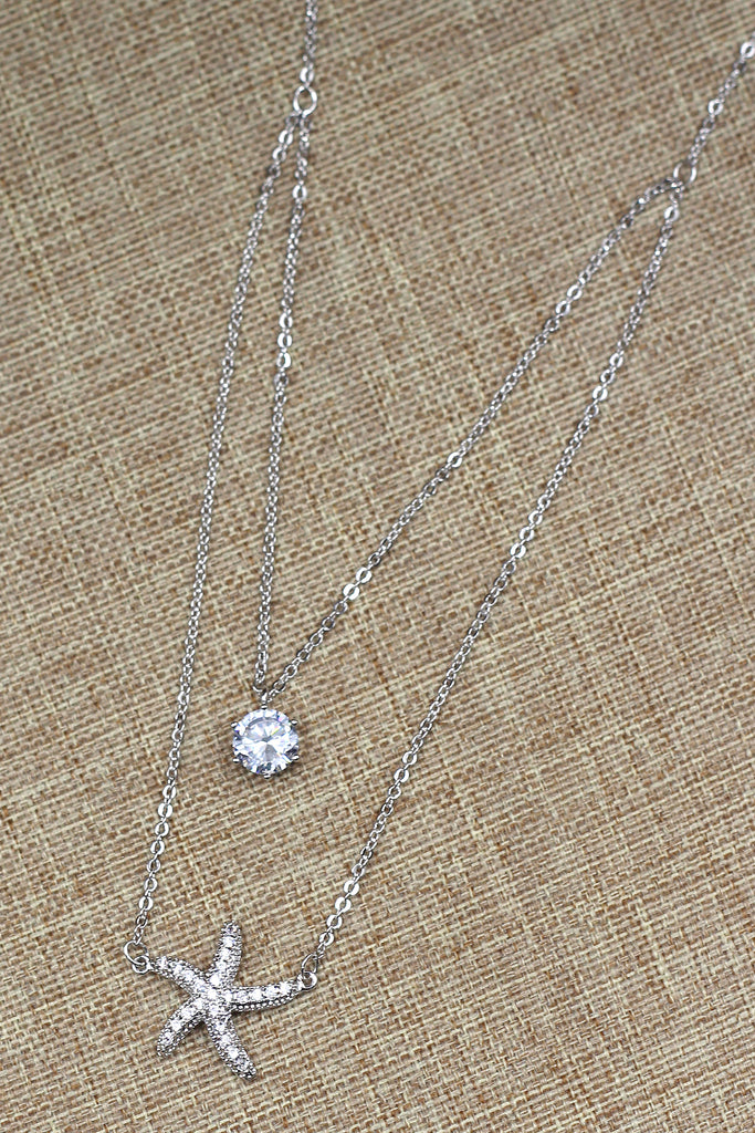 duplexes mini starfish crystal necklace