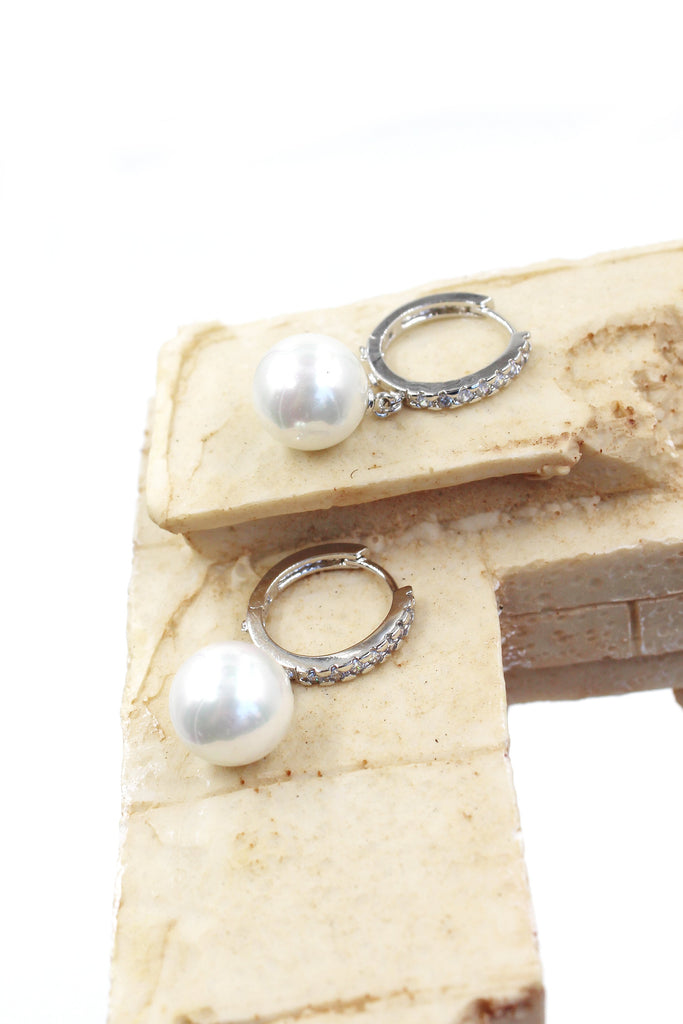 fashion pearl pendant crystal earrings