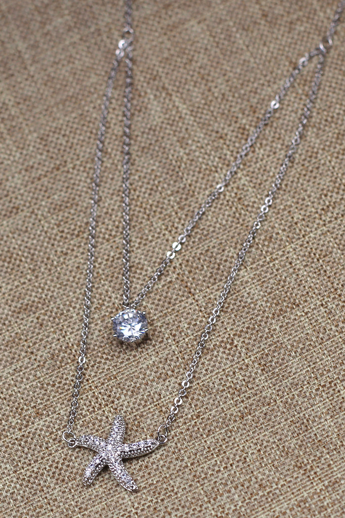 duplexes mini starfish crystal necklace