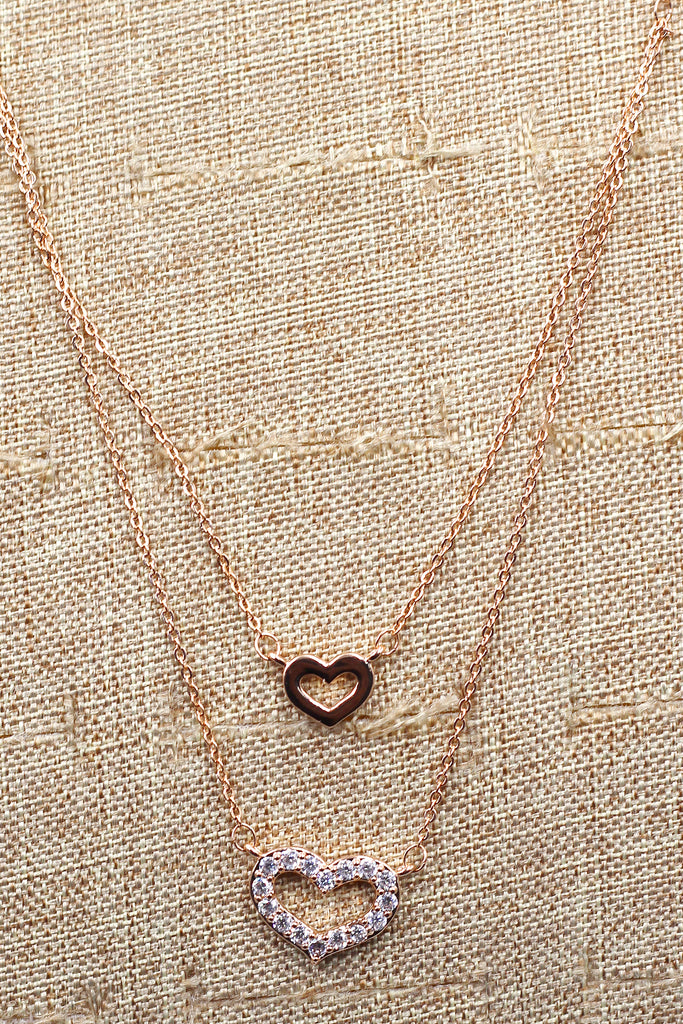 duplexes mini heart crystal necklace