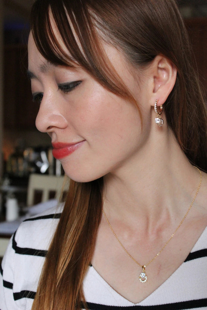 round small crystal earrings necklace set