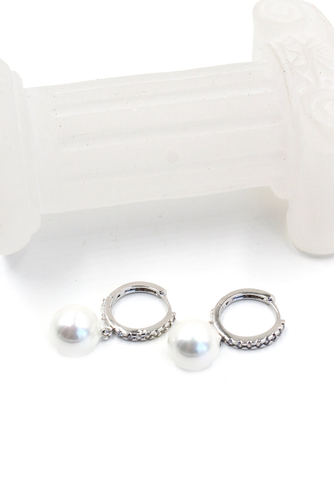 fashion pearl pendant crystal earrings