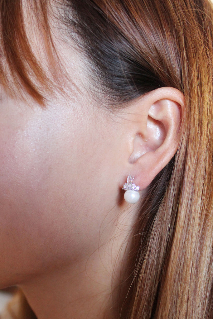 temperament crystal pearl necklace earrings set