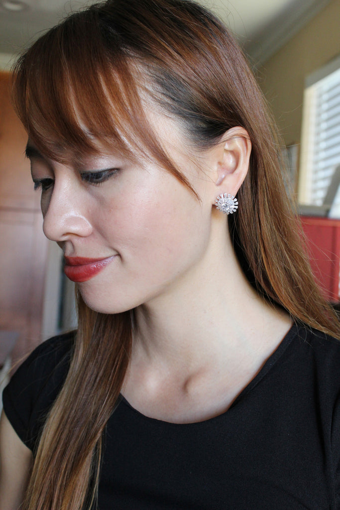 shining crystal layer earrings