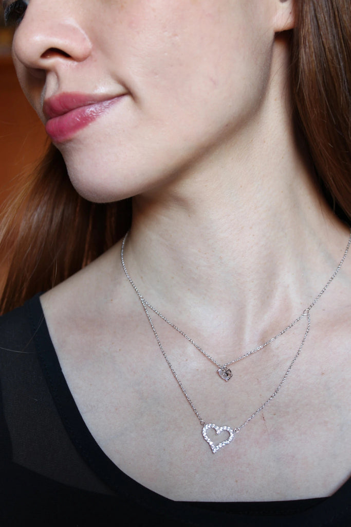 elegant heart crystal necklace earrings set